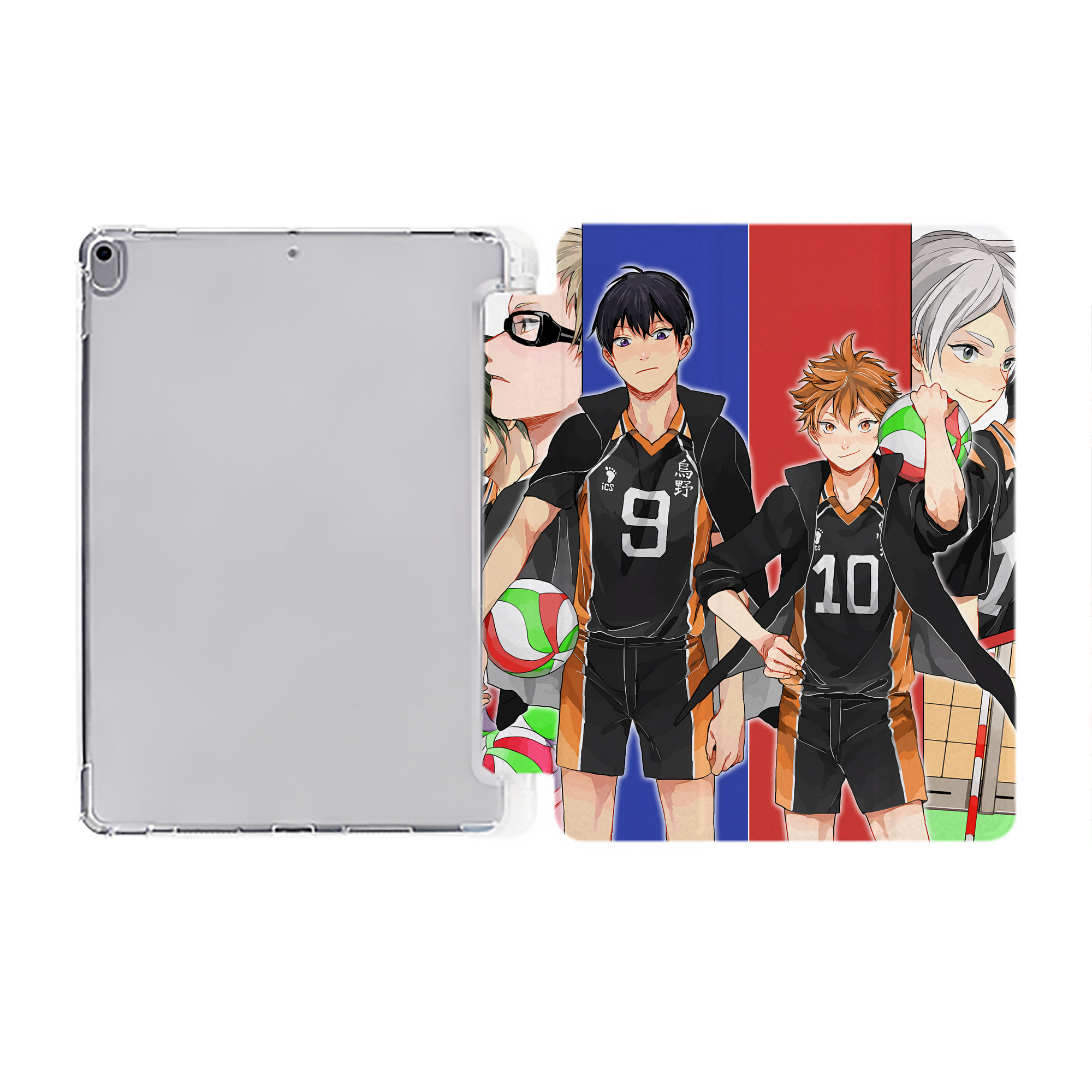 （画像用） ハイキュー!! Haikyu!! IPad ケース ペン収納付き 三つ折りスタンド PUレザー×シリコン 対応機種9.5/10.5/10.9インチ